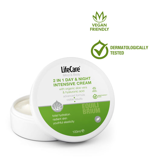 Cremă 2 în 1 de zi și de noapte, cu aloe vera BIO și acid hialuronic, EQUILIBRIUM 2500