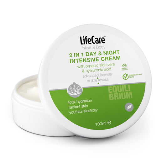 Cremă 2 în 1 de zi și de noapte, cu aloe vera BIO și acid hialuronic, EQUILIBRIUM 2500