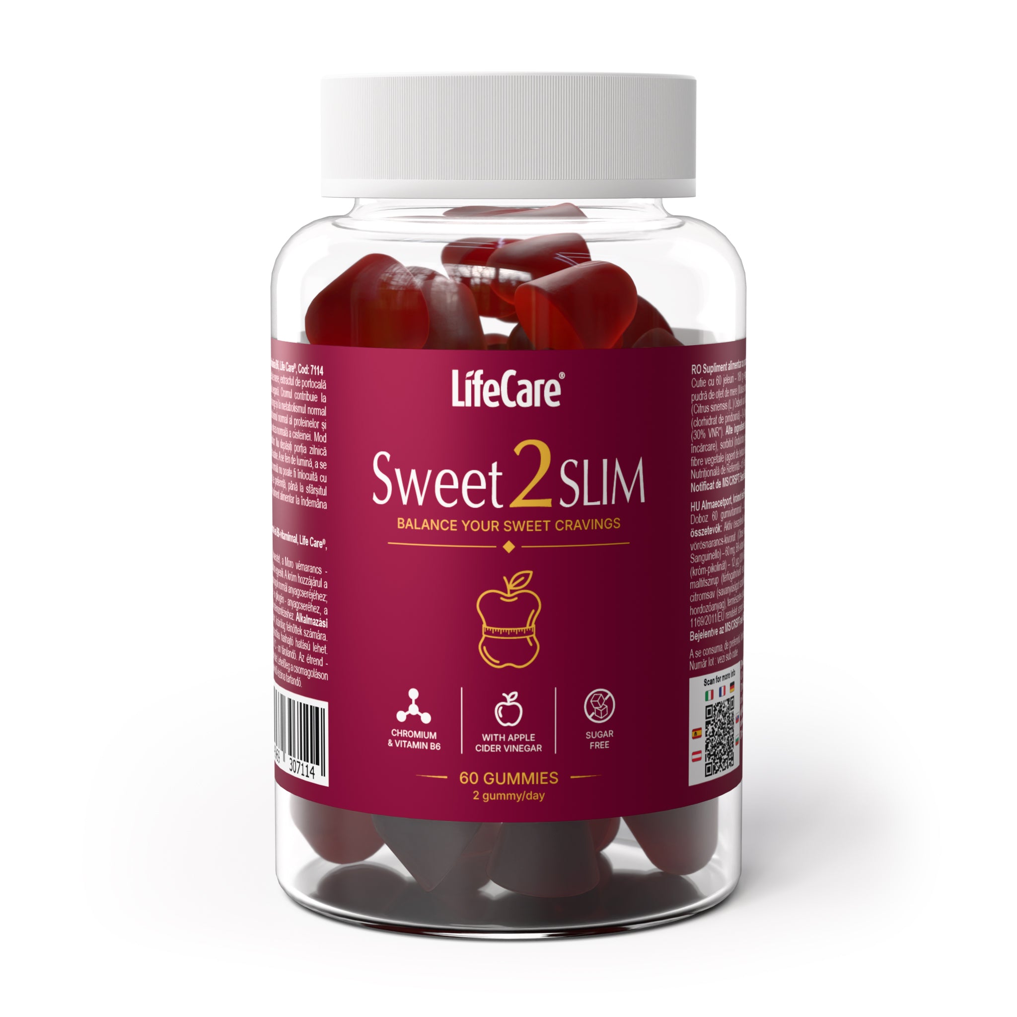 Sweet2SLIM, jeleuri cu oțet de mere, crom și vitamina B6, Life Care®