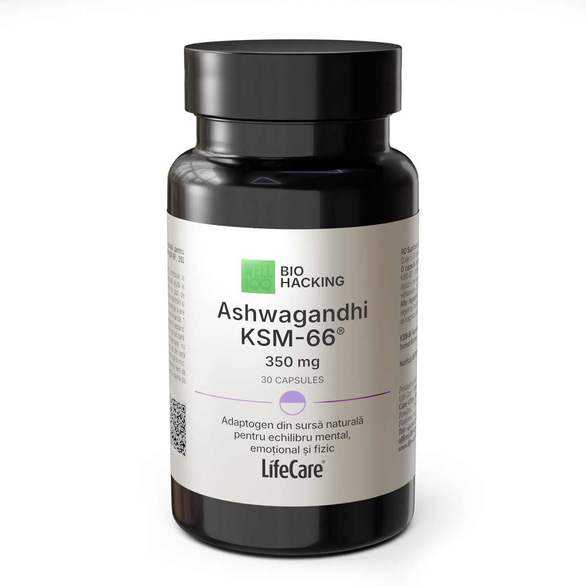 Supliment alimentar din sursă naturală, adaptogen pentru echilibru fizic și mental, Ashwagandhi KSM-66®, 350 mg