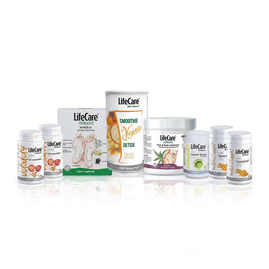 Program Detox Complet performanță sportivă: Matcha Ecologică + TurmeriCool + Plasturi Detox Mineral + OPC Antioxidant + Exfoliant cânepă și acid hialuronic + Smoothie Vegan Detox 1812