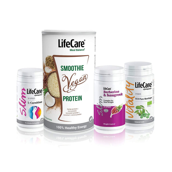 Program slăbire summer body reset: Berberina cu schinduf + L-Carnitine + Pure Moringa Ecologică + Smoothie Vegan Protein