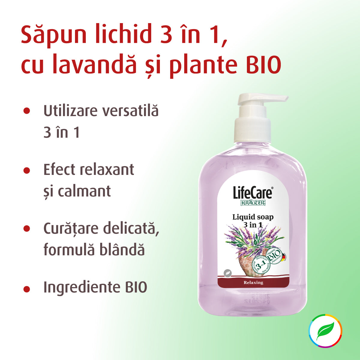 Săpun lichid 3 în 1, cu lavandă și plante BIO