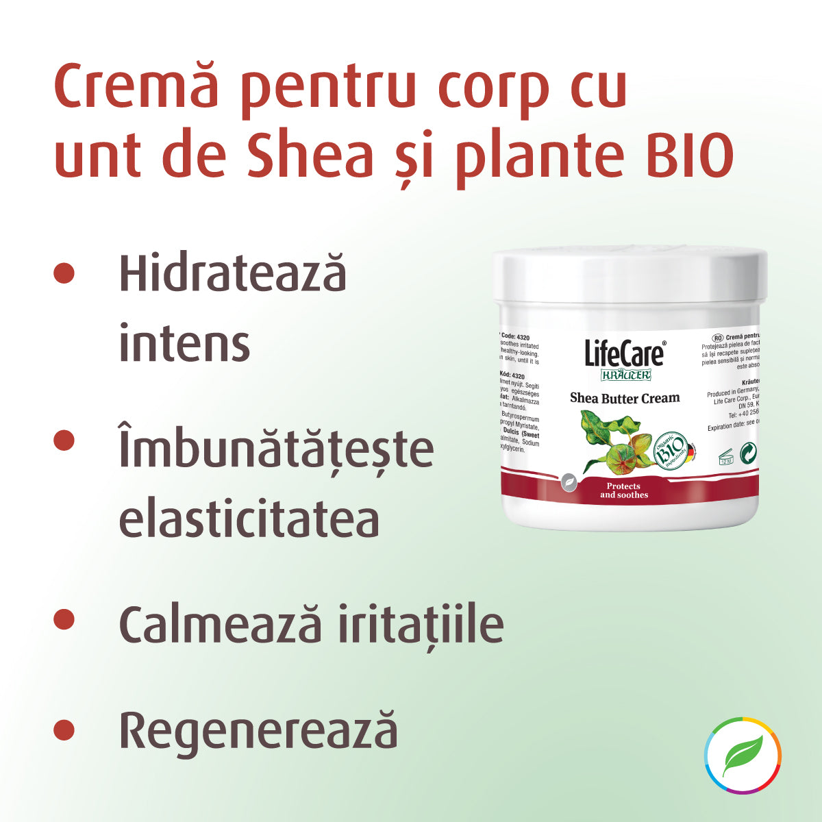 Cremă pentru corp, cu unt de Shea și plante BIO