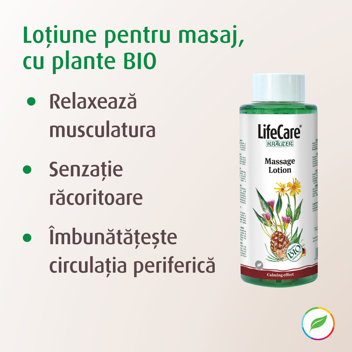 Loțiune pentru masaj, cu plante BIO