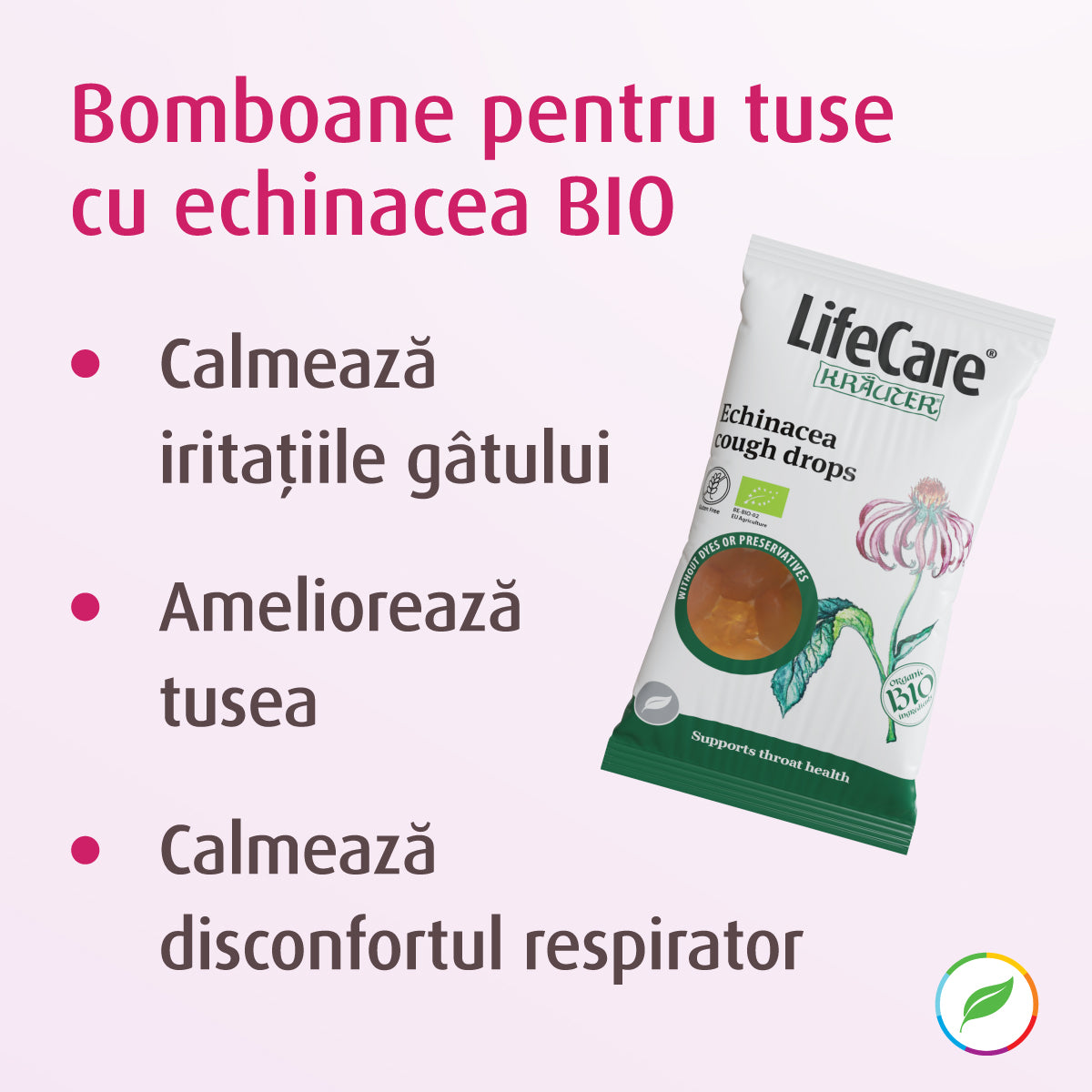 Bomboane pentru tuse, cu echinacea BIO