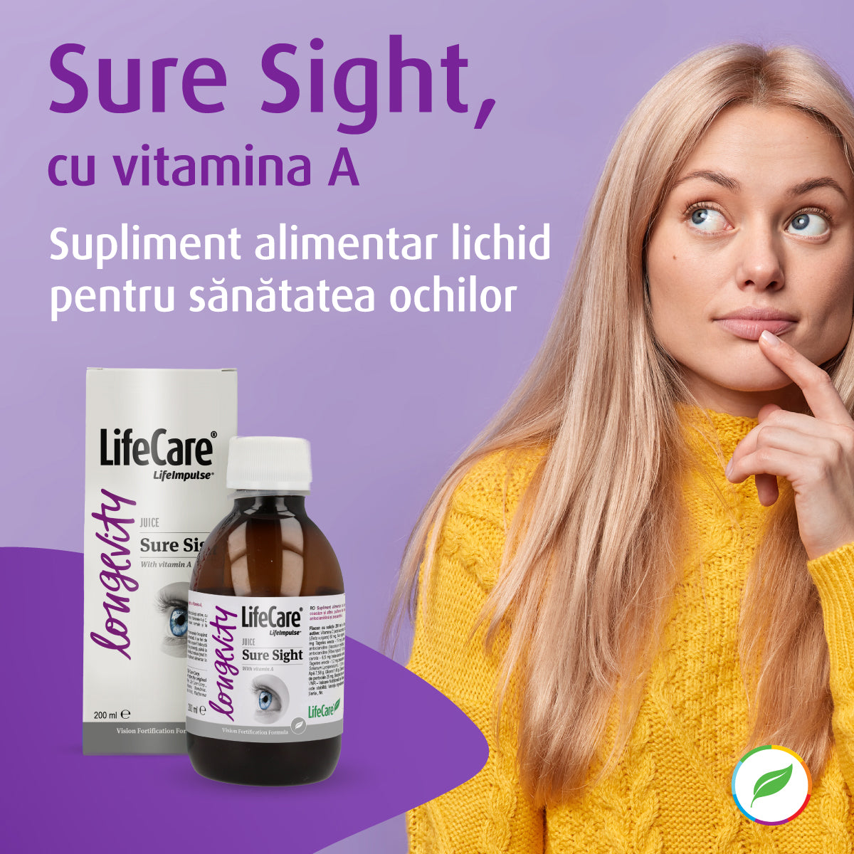 Sure Sight, cu Vitamina A, supliment alimentar lichid pentru vedere