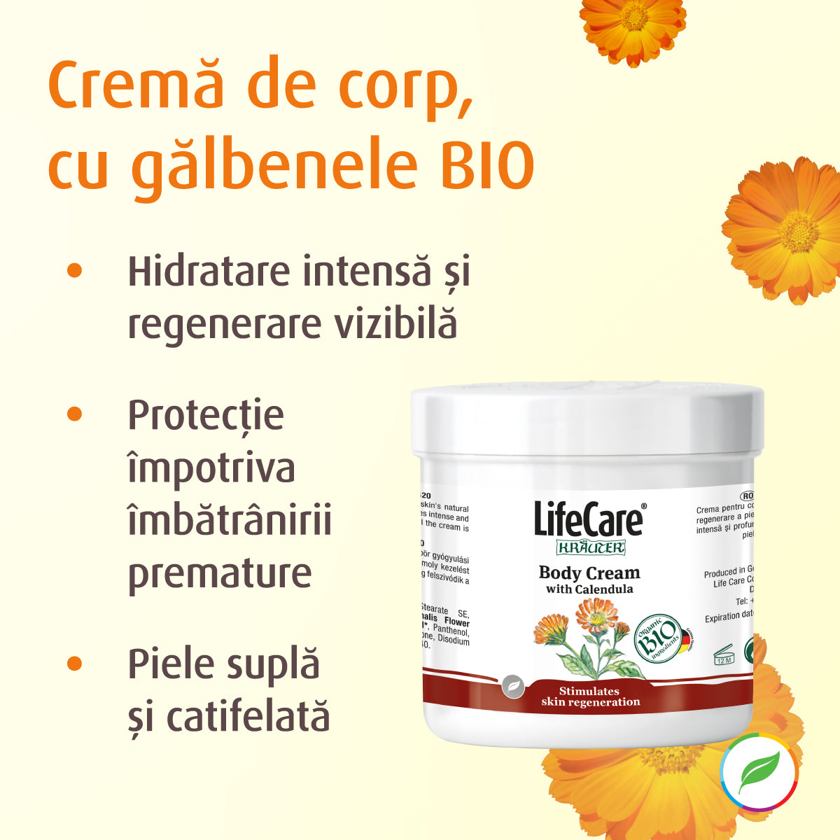 Cremă de corp, cu gălbenele BIO