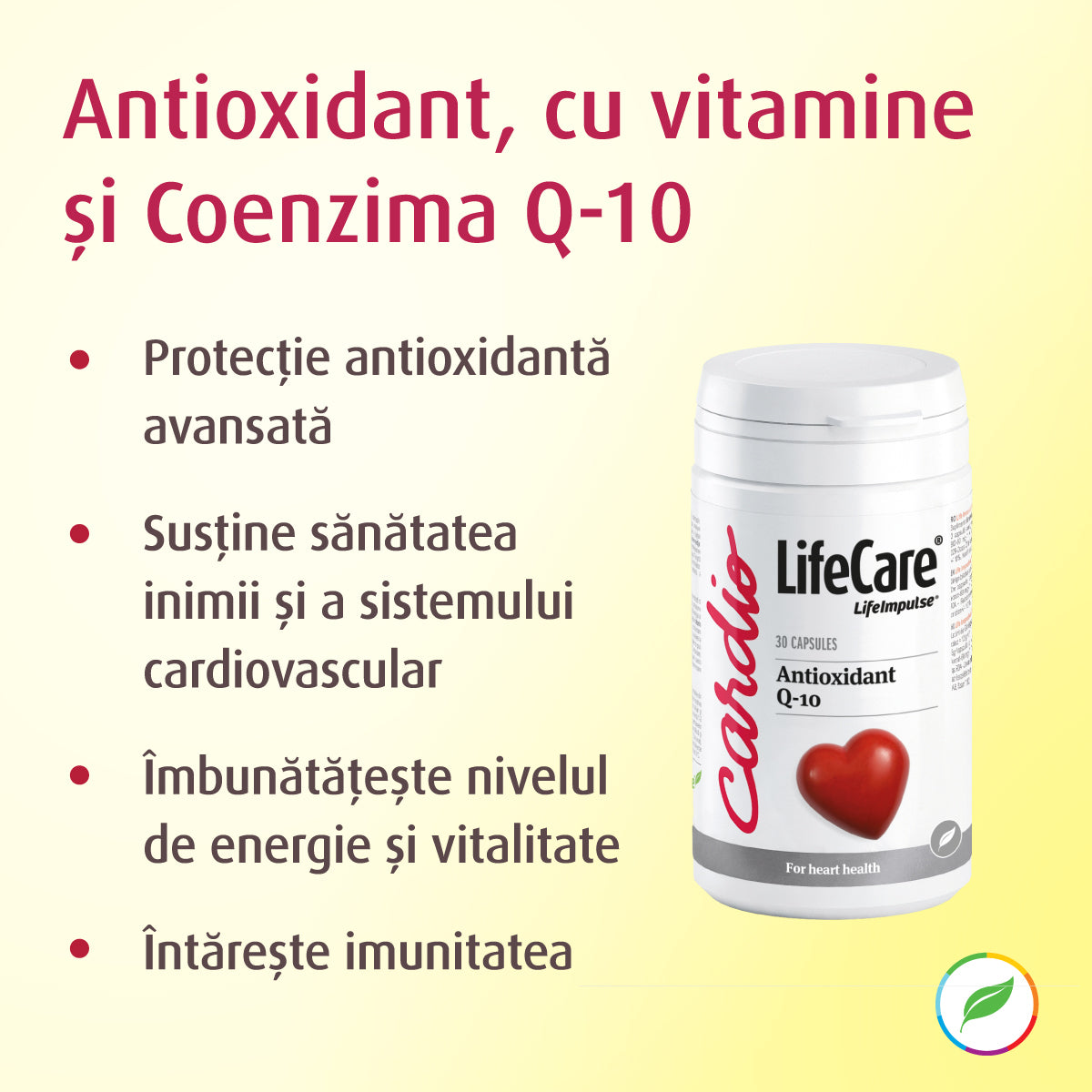 Coenzima Q-10, cu vitaminele C și E, efect antioxidant