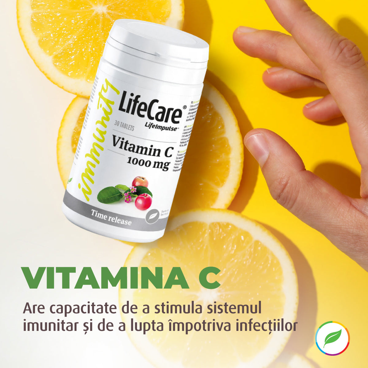 Vitamina C 1000 mgm cu eliberare prelungită, protecție zilnică pentru imunitate