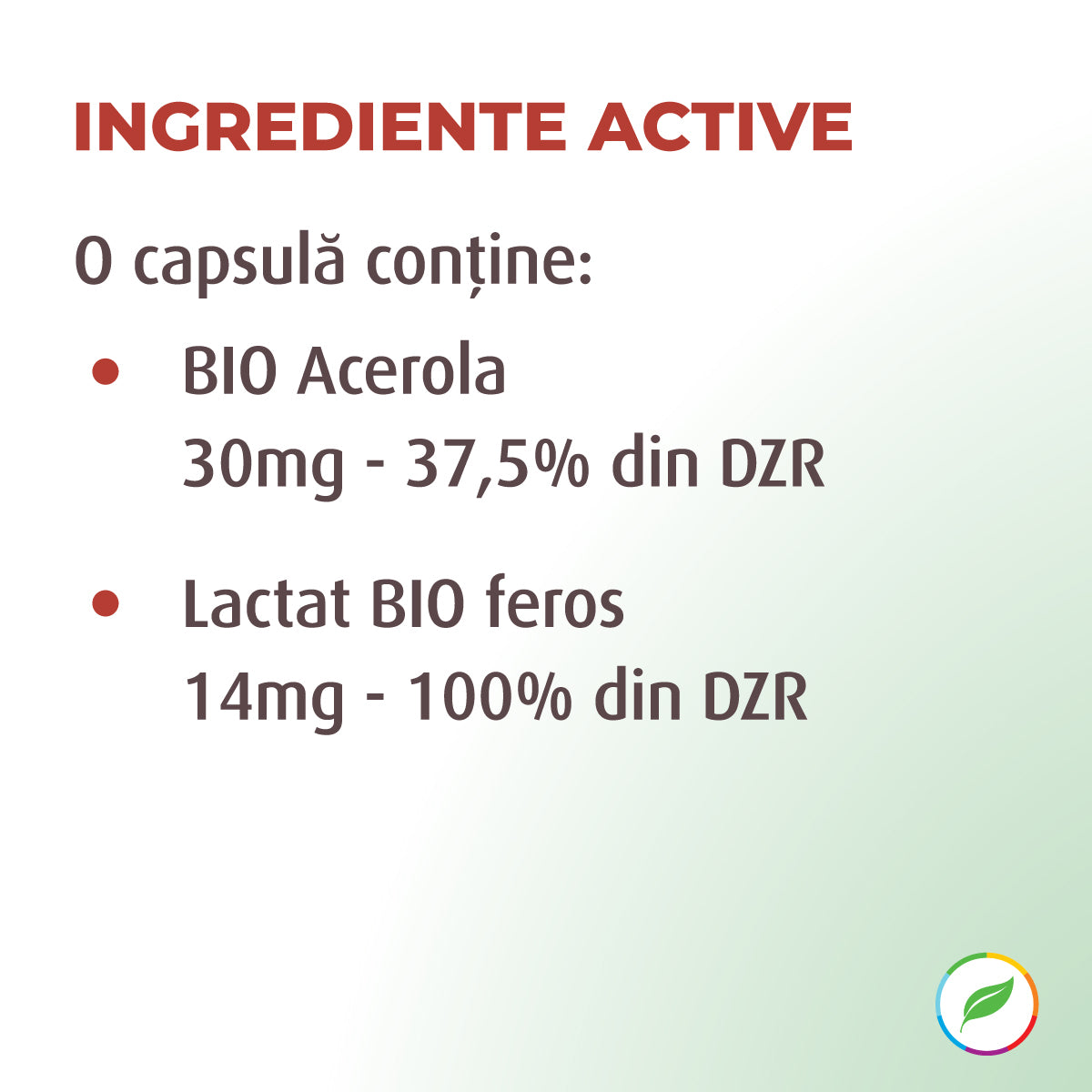 FerVit, cu acerola BIO, pe bază de lactat BIO feros