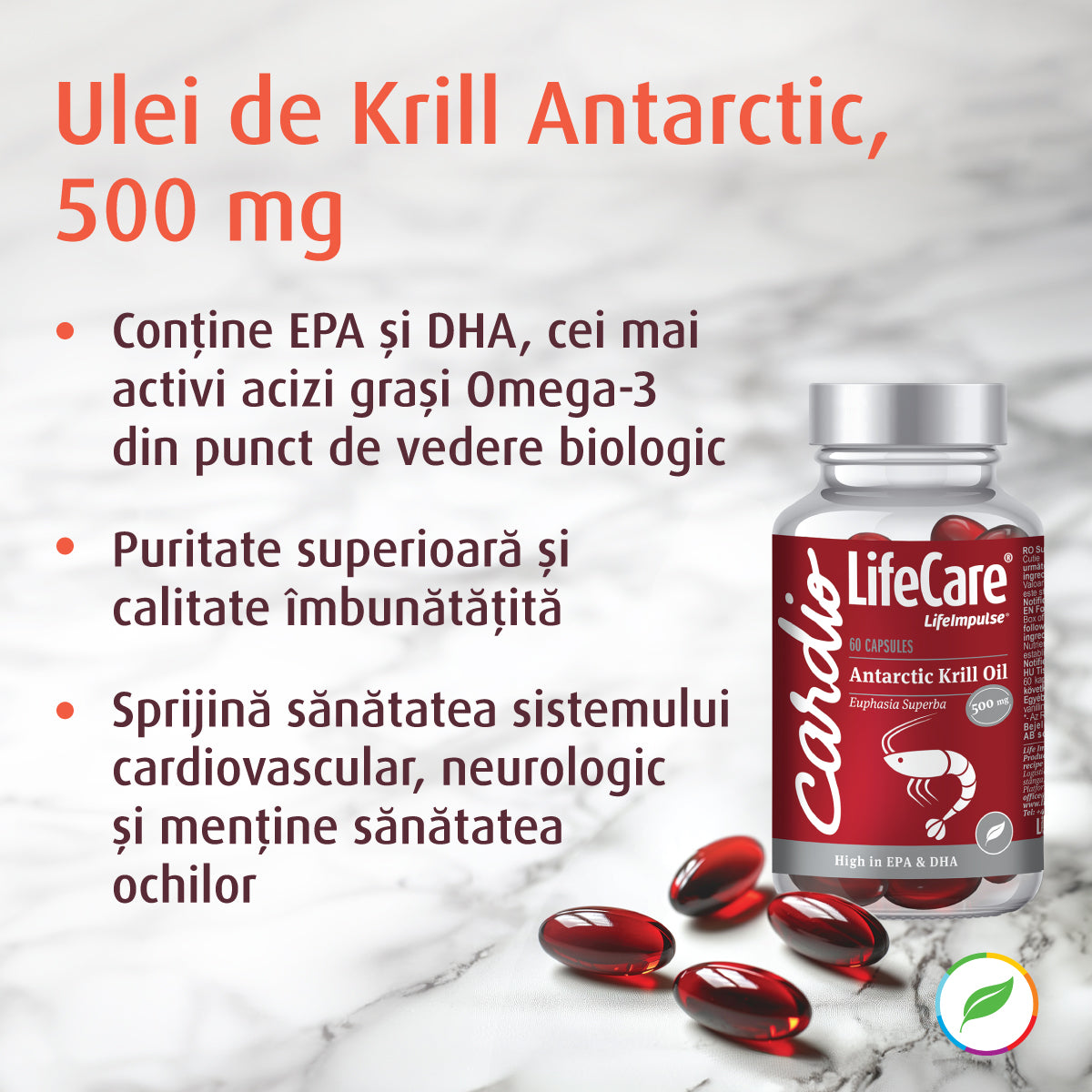 Ulei de Krill Antarctic, 500 mg