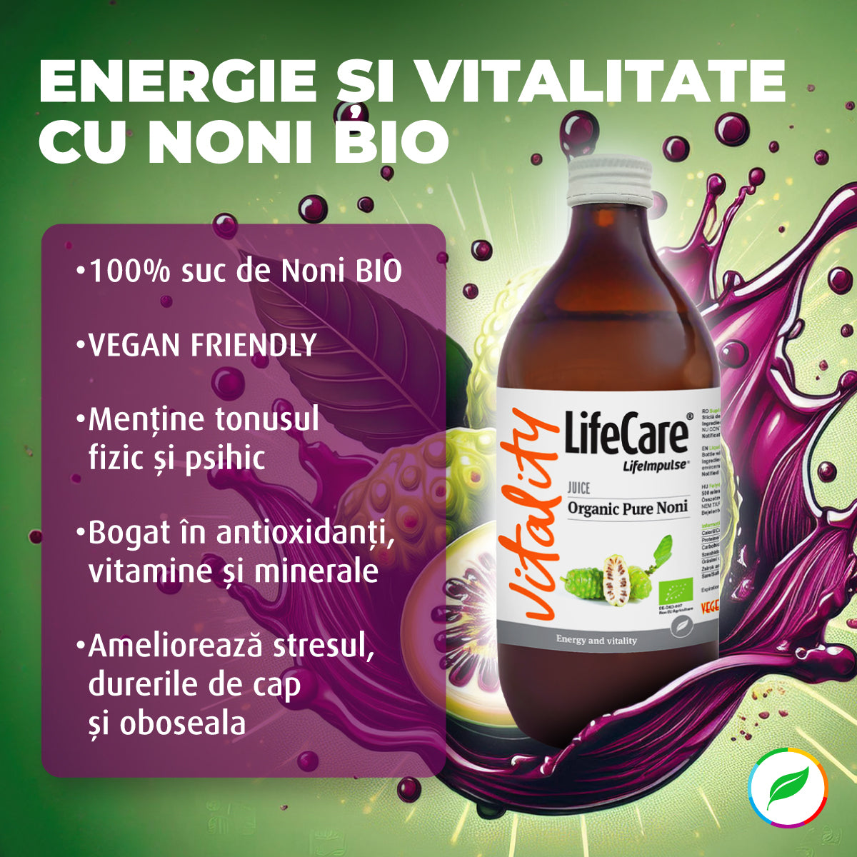 Pure Noni, supliment lichid din suc de Noni BIO