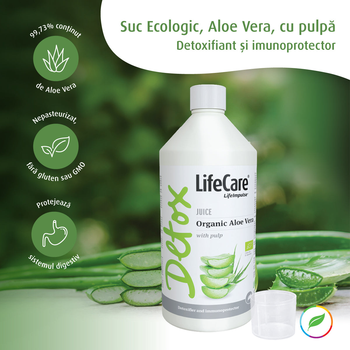 Detoxifying supplement, from ecological juice of aloe vera with pulp