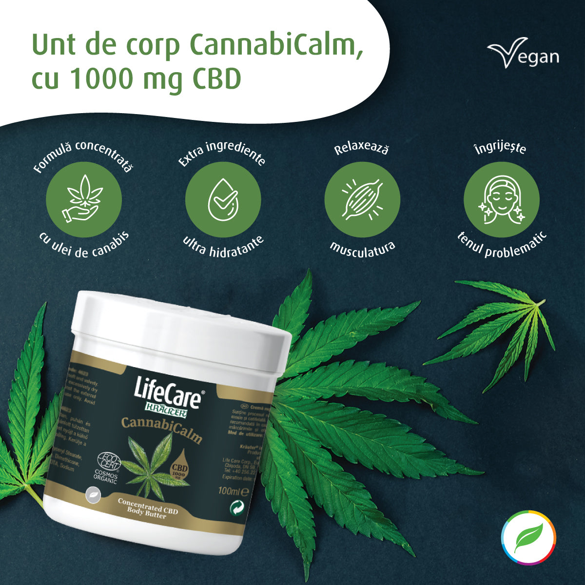 Unt de corp CannabiCalm, cu CBD 1000 mg