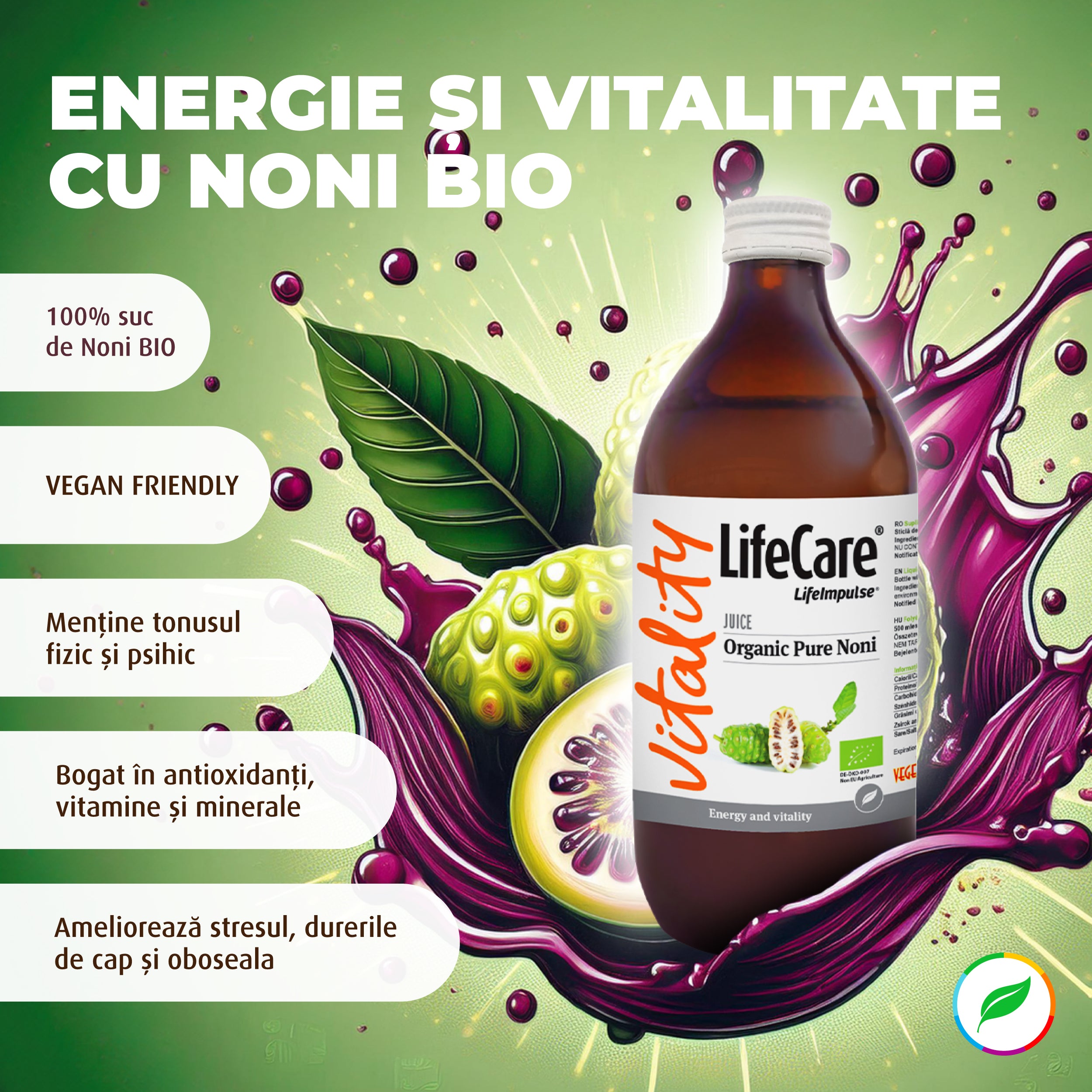 Pure Noni, supliment lichid din suc de Noni BIO