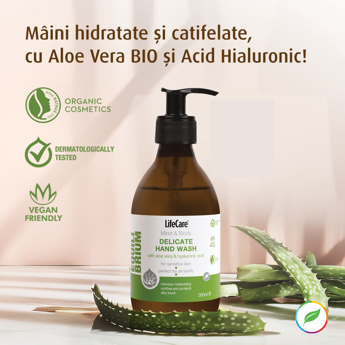 Săpun lichid cu aloe vera BIO și acid hialuronic, EQUILIBRIUM