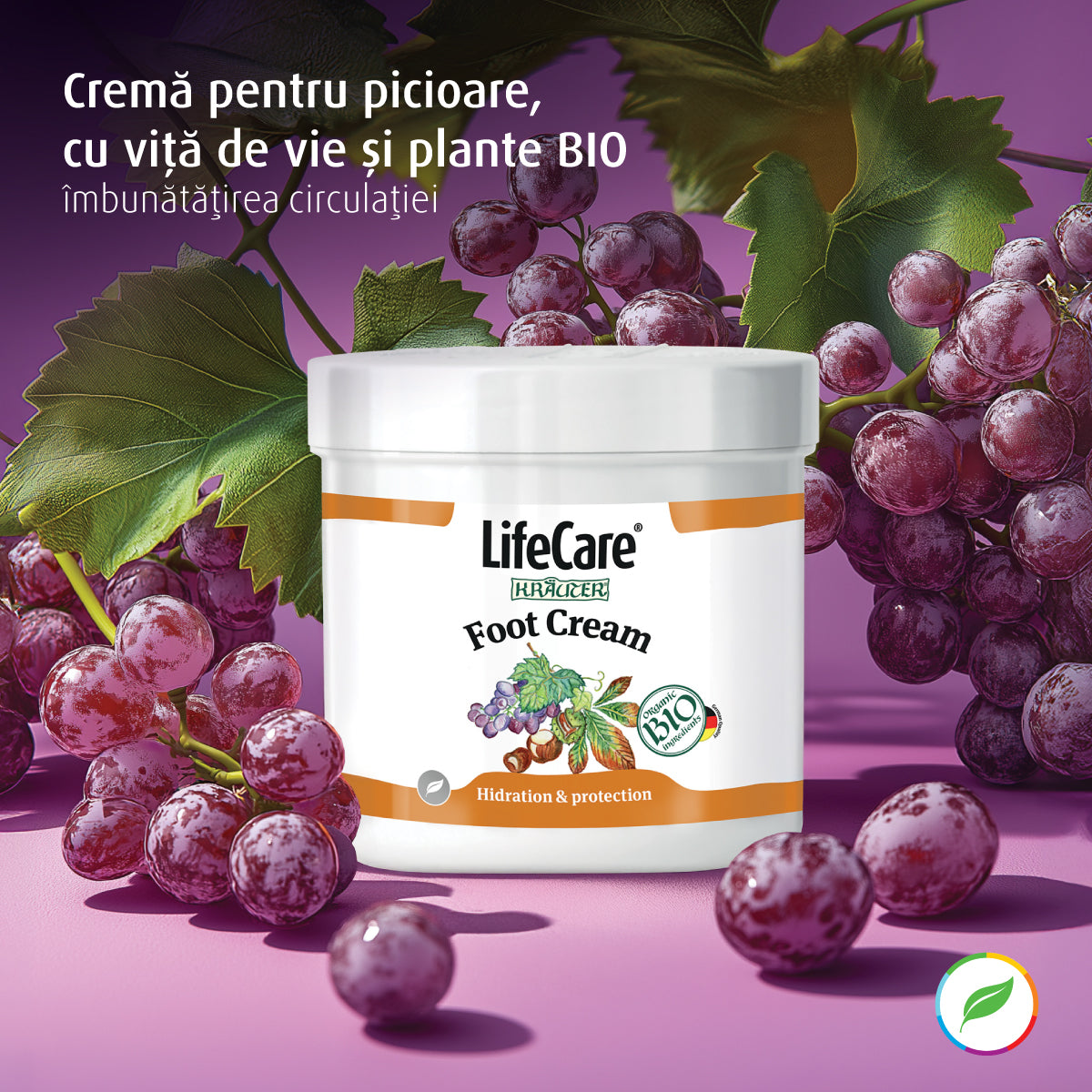 Leg cream with vines and organic plants