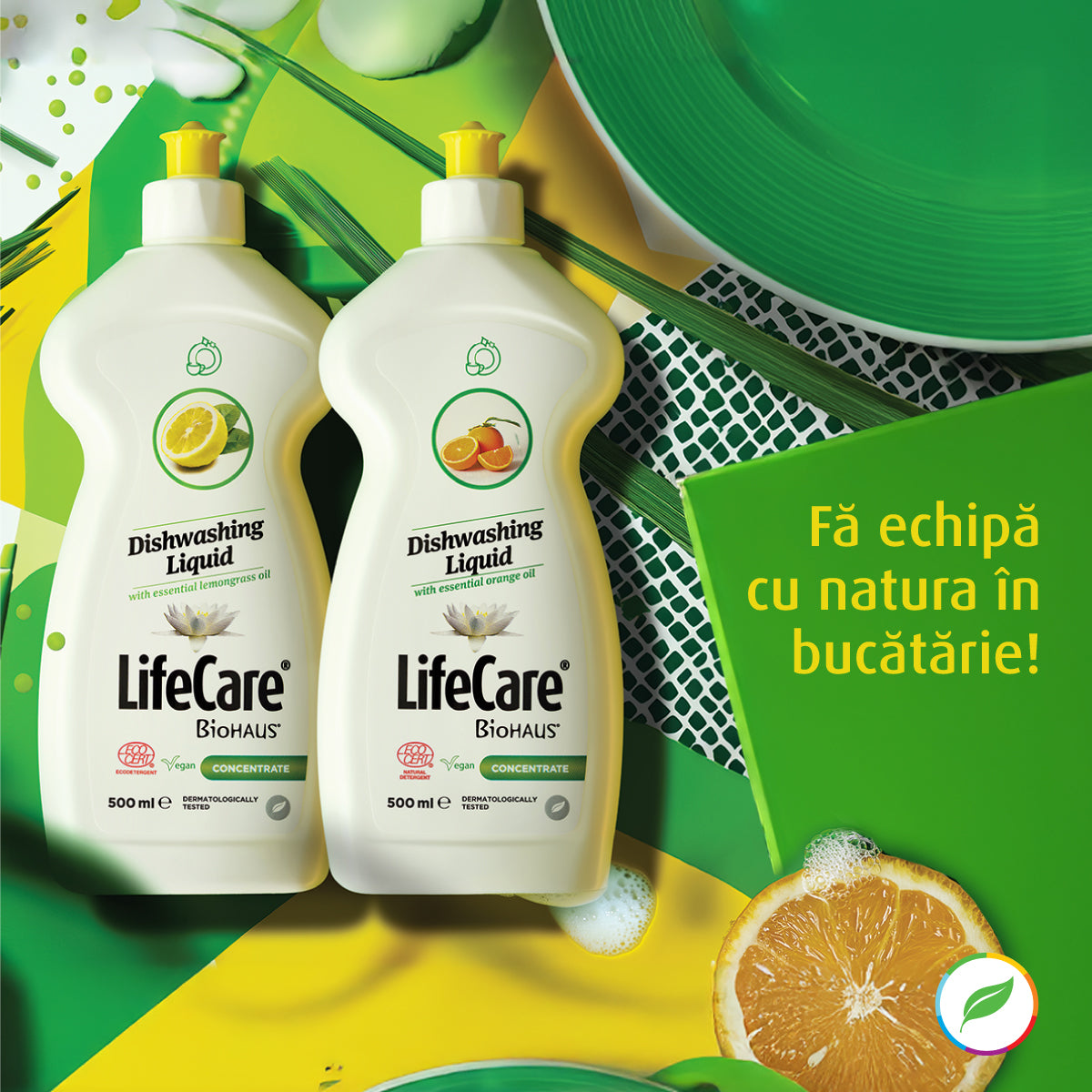 Detergent BIO pentru vase, cu ulei esențial de lemongrass