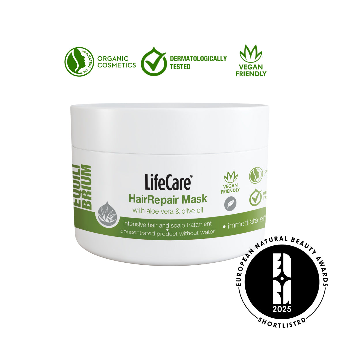Hair repair mask and scalp, with aloe vera and organic olive oil, equilibrium