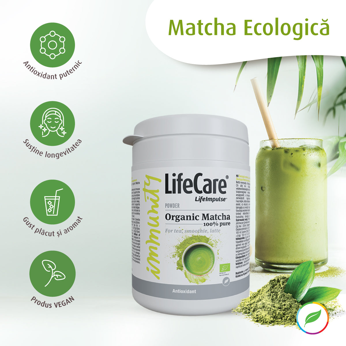 Matcha Ecologic, antioxidant, susține vitalitatea organismului