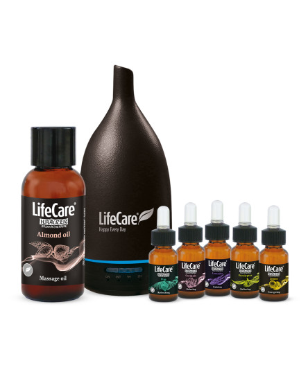 KIT AromaTherapie, cu diffuser negru ceramic, Life Care®